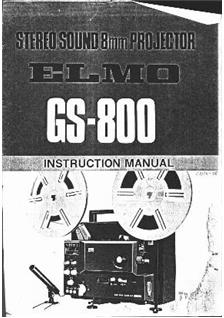 Elmo GS 800 manual. Camera Instructions.